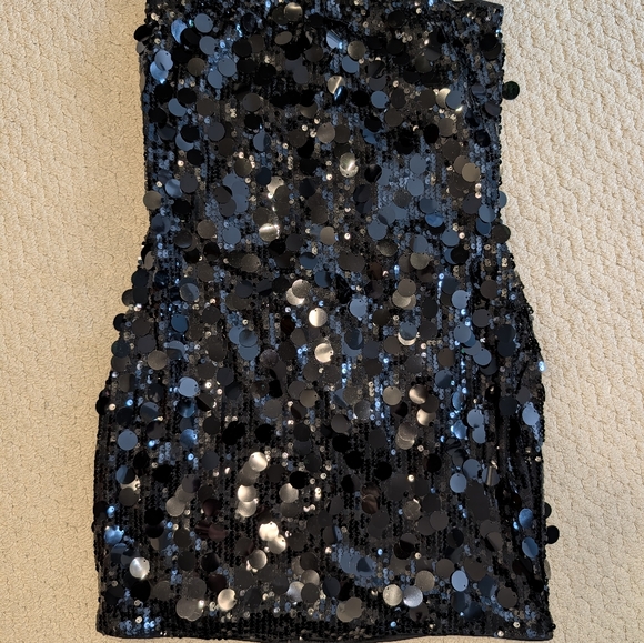 Shein Black Sequin Strapless Dress NWOT Woman's Large - Picture 2 of 3